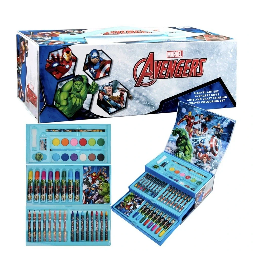 Marvel Art Case for Kids with Colored Pencils Markers Crayons Wat